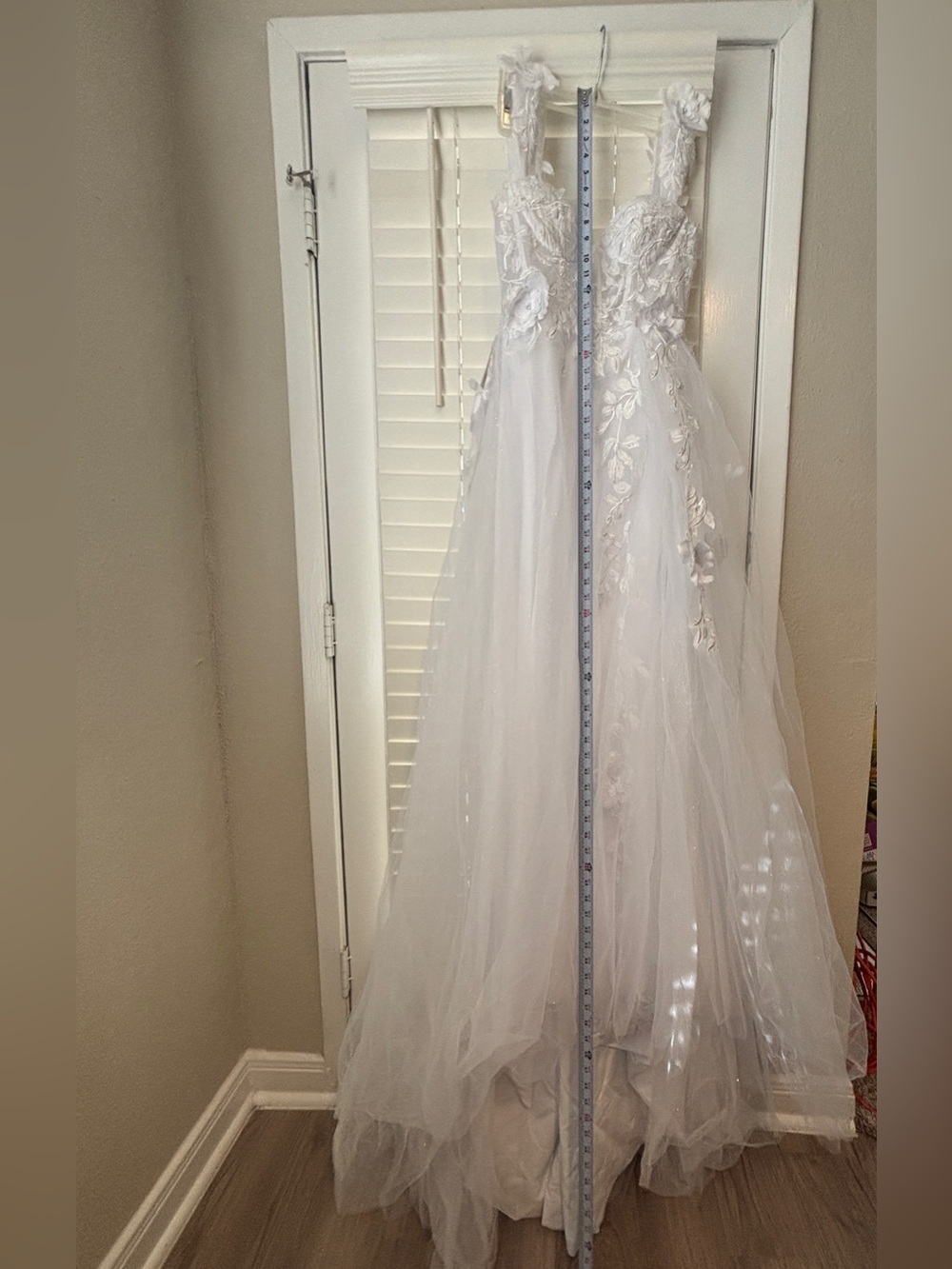 A-Line Lace Bodice Tulle Wedding Dress - Picture 10 of 12